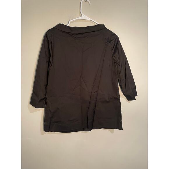 Cos Black Cotton Top With Patch Pockets and Rolled Wide Neck Size 4 - Picture 6 of 10